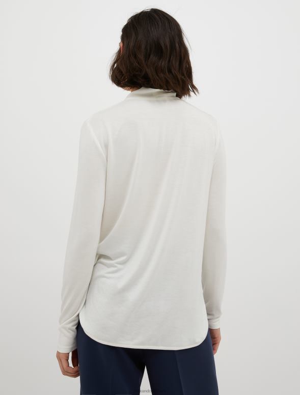 apģērbu 8VJP527 balts raksts kroku krekls un zīda blūze sievietes MAX&Co.