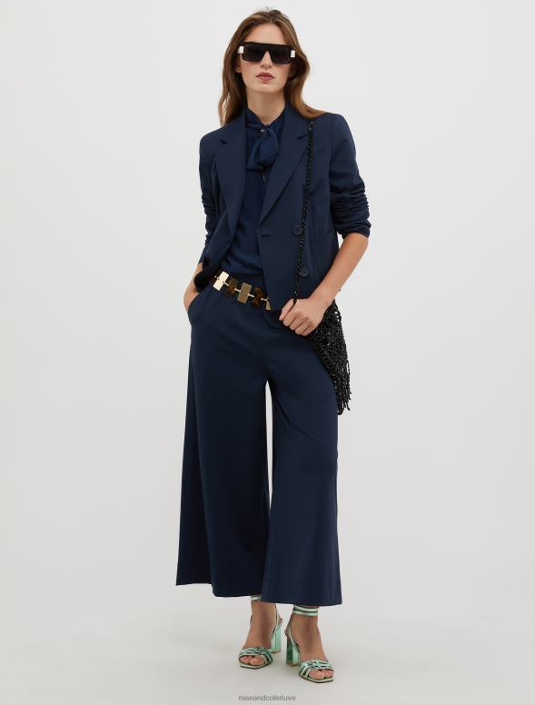 apģērbu 8VJP528 jūras zils kroku krekls un zīda blūze sievietes MAX&Co.