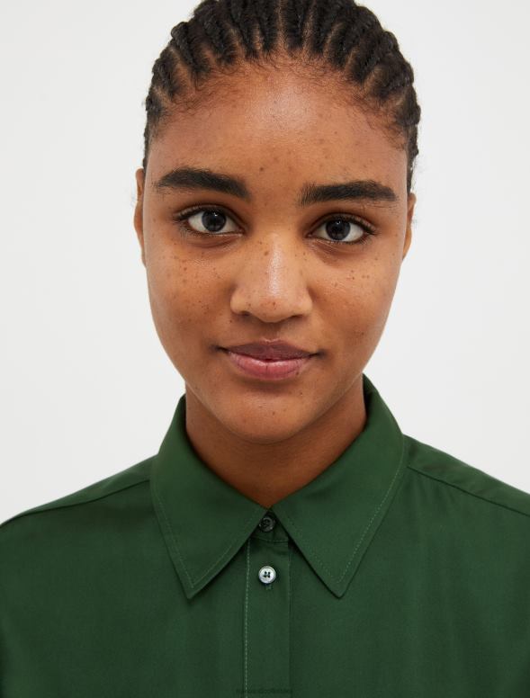 apģērbu 8VJP532 zaļš zīda sarža krekls sievietes MAX&Co.