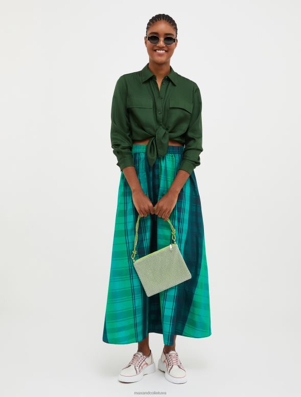 apģērbu 8VJP532 zaļš zīda sarža krekls sievietes MAX&Co.