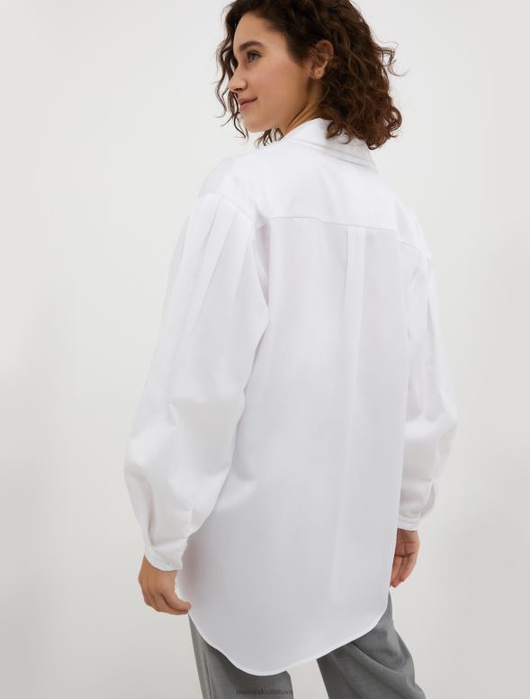 apģērbu 8VJP534 balts kokvilnas krekls ar fliteriem sievietes MAX&Co.