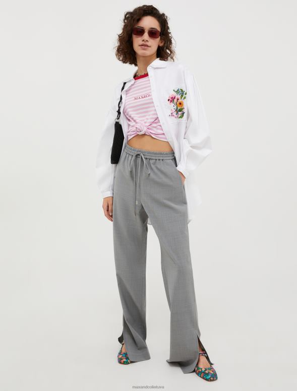 apģērbu 8VJP534 balts kokvilnas krekls ar fliteriem sievietes MAX&Co.