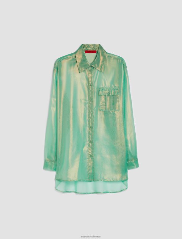 apģērbu 8VJP535 zaļš metālisks žoržeta krekls sievietes MAX&Co.