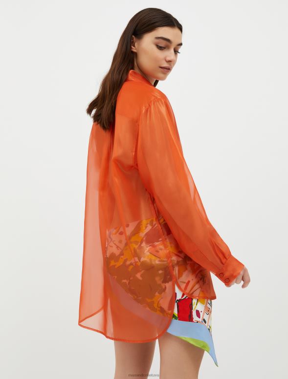 apģērbu 8VJP536 apelsīns metālisks žoržeta krekls sievietes MAX&Co.