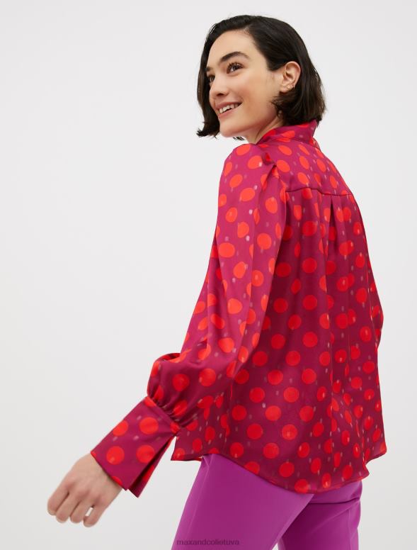 apģērbu 8VJP539 fuksijas raksts metālisks punktveida satīna krekls sievietes MAX&Co.