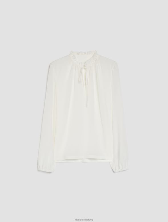 apģērbu 8VJP541 balts zīda un džersija blūze sievietes MAX&Co.