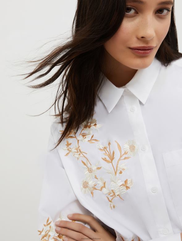 apģērbu 8VJP544 ziloņkauls izšūts kokvilnas-poplīna krekls sievietes MAX&Co.