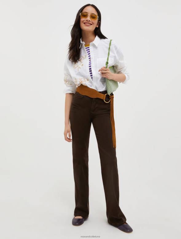 apģērbu 8VJP544 ziloņkauls izšūts kokvilnas-poplīna krekls sievietes MAX&Co.