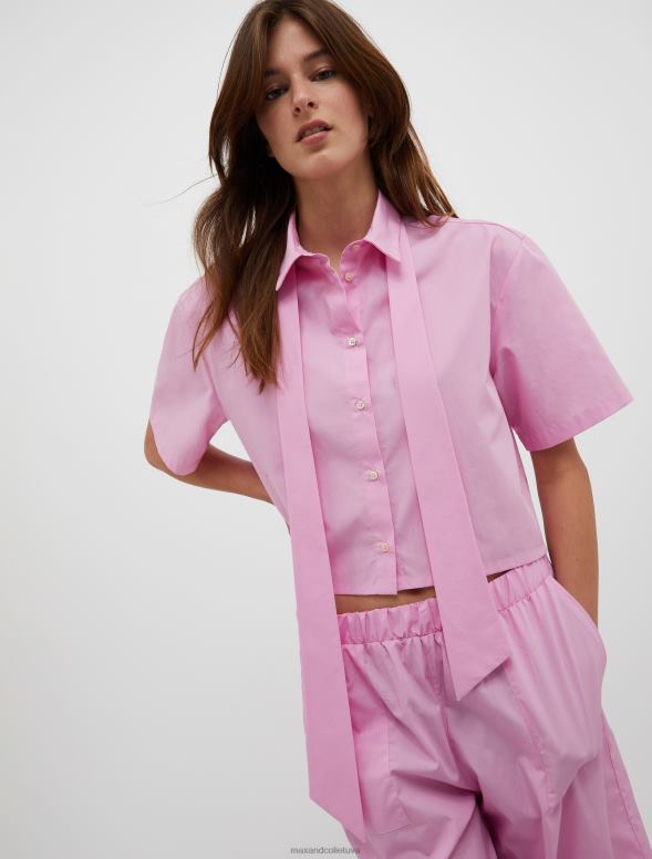 apģērbu 8VJP547 rozā apgriezts kokvilnas-poplīna krekls sievietes MAX&Co.