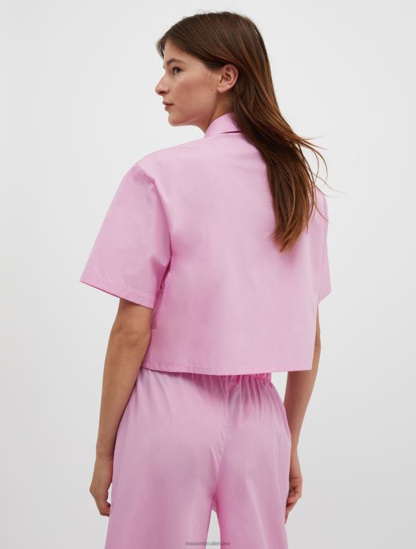 apģērbu 8VJP547 rozā apgriezts kokvilnas-poplīna krekls sievietes MAX&Co.
