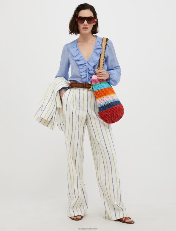 apģērbu 8VJP552 gaiši zils kokvilnas un zīda-voile blūze sievietes MAX&Co.