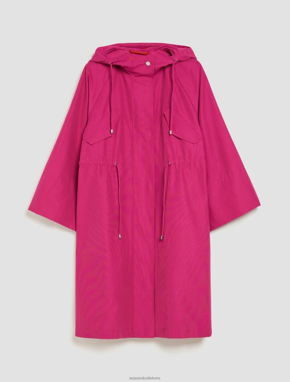 apģērbu 8VJP806 fuksija kokvilnas maisījuma parka jaka ar kapuci sievietes MAX&Co.