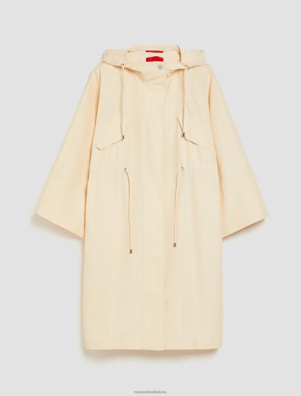 apģērbu 8VJP807 bēšs kokvilnas maisījuma parka jaka ar kapuci sievietes MAX&Co.