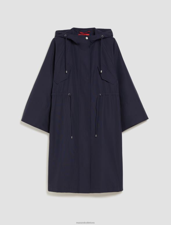 apģērbu 8VJP808 pusnakts zils kokvilnas maisījuma parka jaka ar kapuci sievietes MAX&Co.
