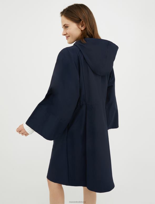 apģērbu 8VJP808 pusnakts zils kokvilnas maisījuma parka jaka ar kapuci sievietes MAX&Co.