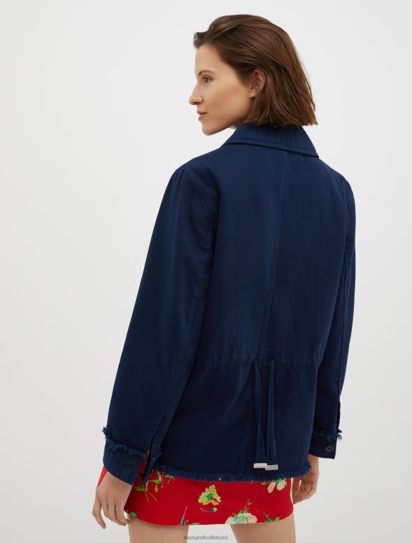 apģērbu 8VJP809 pusnakts zils kokvilnas urbja lauka jaka sievietes MAX&Co.