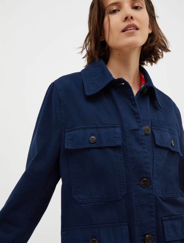 apģērbu 8VJP809 pusnakts zils kokvilnas urbja lauka jaka sievietes MAX&Co.