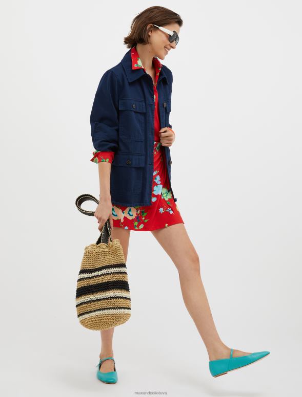 apģērbu 8VJP809 pusnakts zils kokvilnas urbja lauka jaka sievietes MAX&Co.