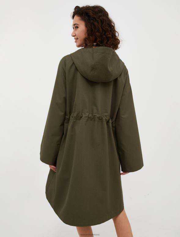 apģērbu 8VJP812 haki zaļš kokvilnas-gabardīna parka ar kapuci sievietes MAX&Co.