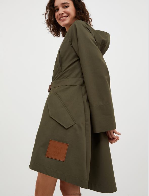 apģērbu 8VJP812 haki zaļš kokvilnas-gabardīna parka ar kapuci sievietes MAX&Co.