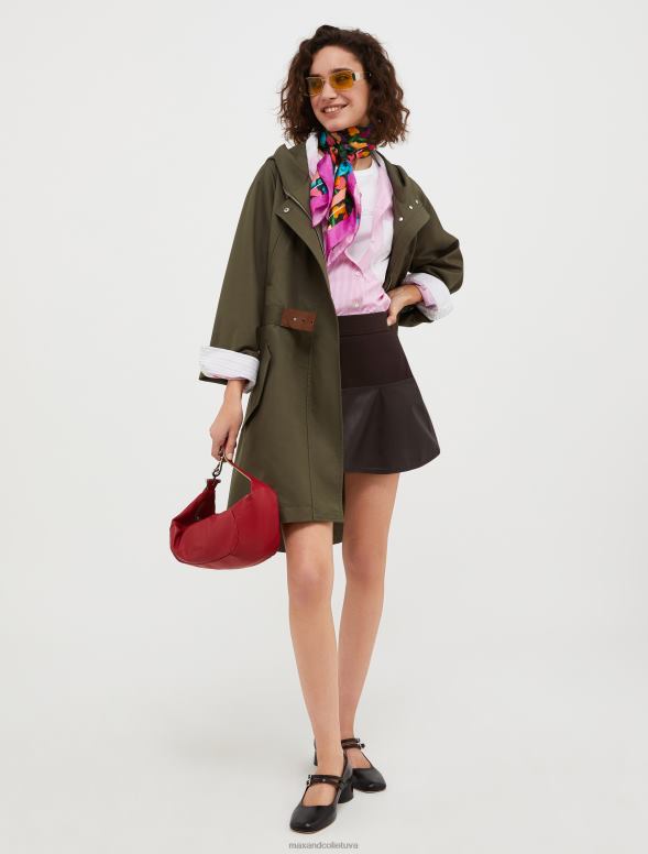 apģērbu 8VJP812 haki zaļš kokvilnas-gabardīna parka ar kapuci sievietes MAX&Co.