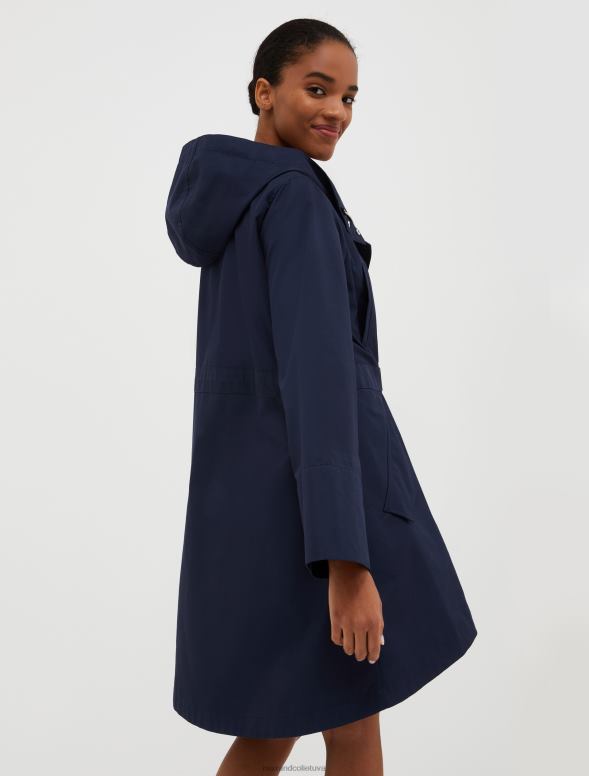 apģērbu 8VJP813 pusnakts zils kokvilnas-gabardīna parka ar kapuci sievietes MAX&Co.