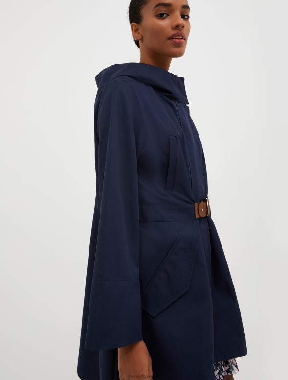 apģērbu 8VJP813 pusnakts zils kokvilnas-gabardīna parka ar kapuci sievietes MAX&Co.