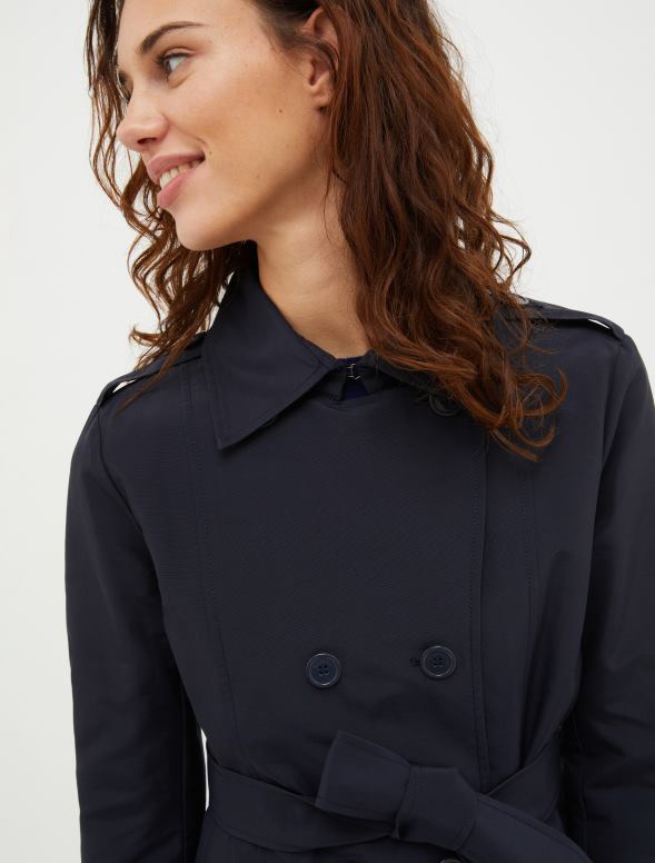 apģērbu 8VJP819 pusnakts zils tehniskais-kokvilnas trencis sievietes MAX&Co.