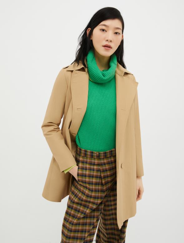 apģērbu 8VJP820 brūns tehniskais-kokvilnas trencis sievietes MAX&Co.