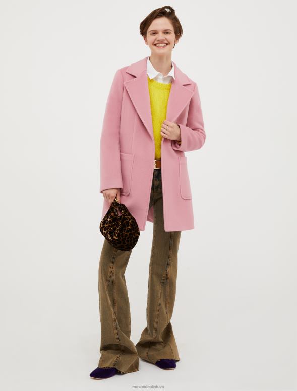 apģērbu 8VJP831 rozā īss vilnas mētelis sievietes MAX&Co.