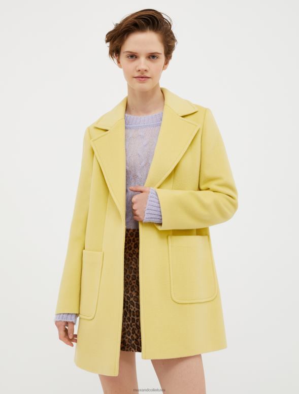 apģērbu 8VJP832 gaiši dzeltens īss vilnas mētelis sievietes MAX&Co.