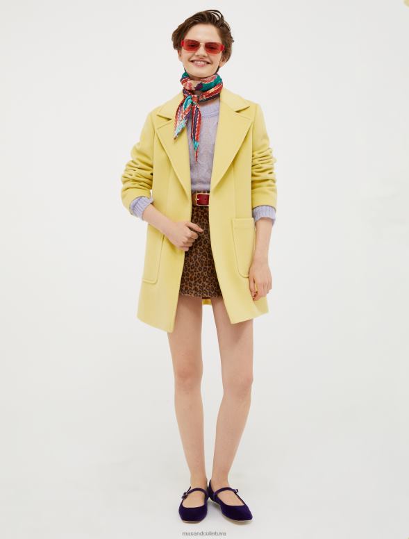 apģērbu 8VJP832 gaiši dzeltens īss vilnas mētelis sievietes MAX&Co.