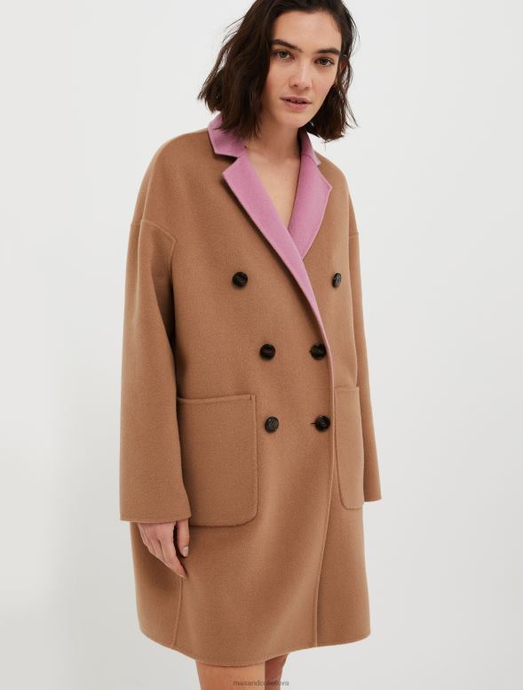 apģērbu 8VJP834 kamielis apgriežams vilnas mētelis sievietes MAX&Co.