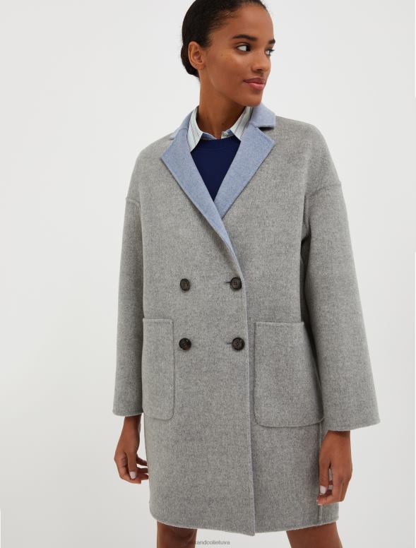 apģērbu 8VJP835 gaisa spēku zils apgriežams vilnas mētelis sievietes MAX&Co.