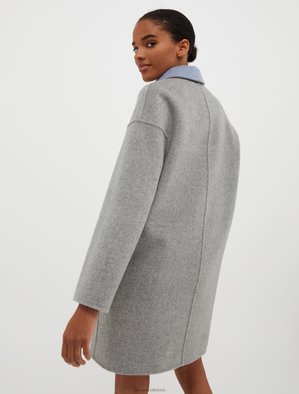 apģērbu 8VJP835 gaisa spēku zils apgriežams vilnas mētelis sievietes MAX&Co.