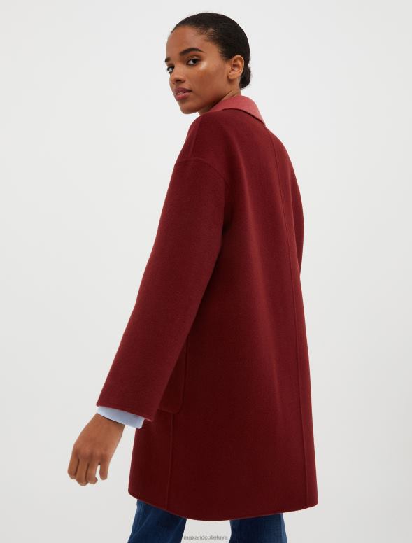 apģērbu 8VJP836 bordo apgriežams vilnas mētelis sievietes MAX&Co.