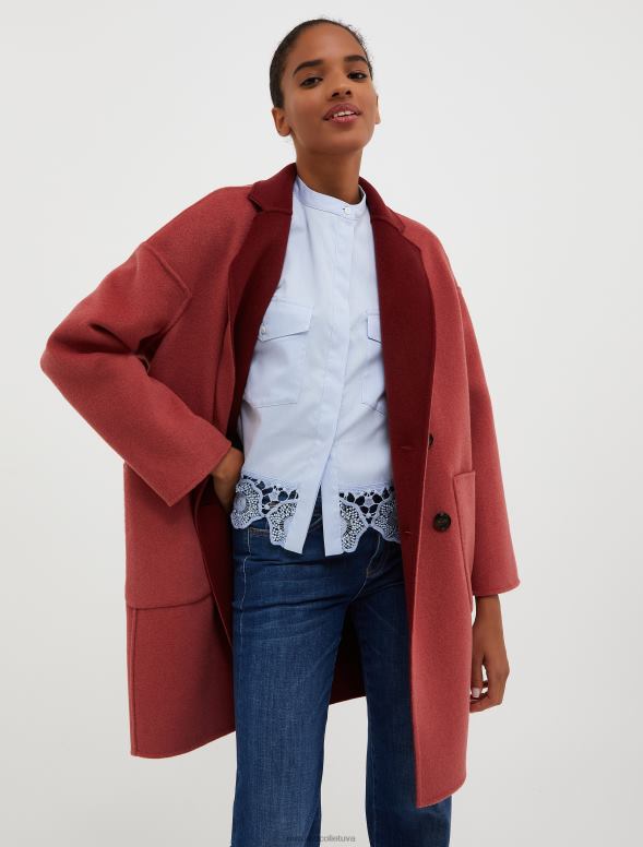 apģērbu 8VJP836 bordo apgriežams vilnas mētelis sievietes MAX&Co.