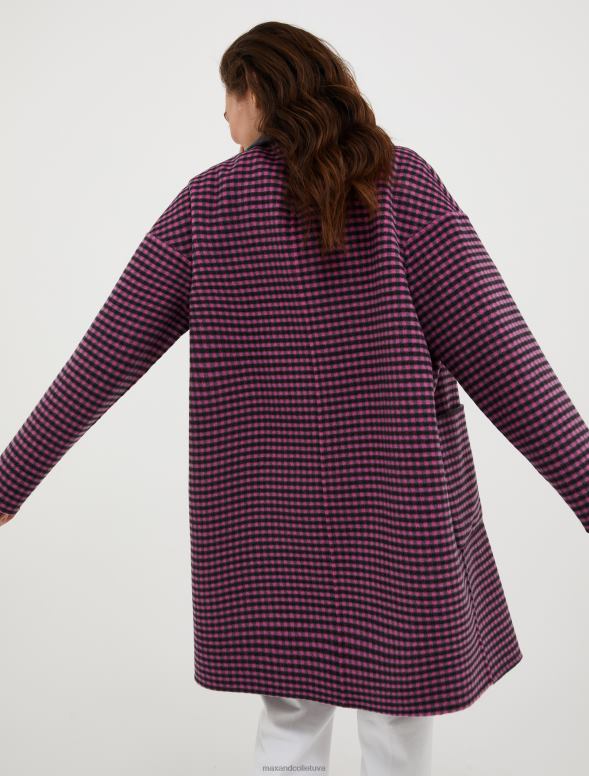 apģērbu 8VJP837 zaļš raksts apgriežams vilnas mētelis sievietes MAX&Co.