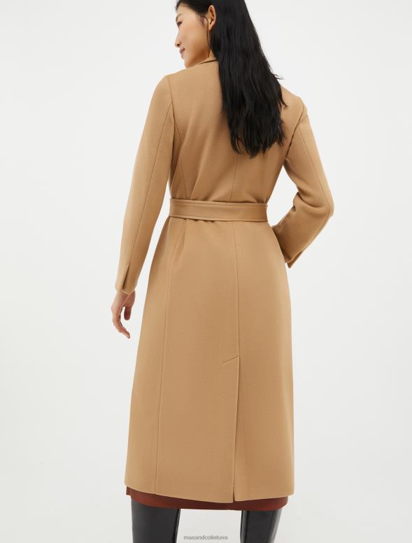 apģērbu 8VJP838 kamielis vilnas mētelis ar jostu sievietes MAX&Co.