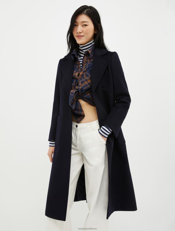 apģērbu 8VJP842 pusnakts zils bēguļojošs vilnas mētelis sievietes MAX&Co.