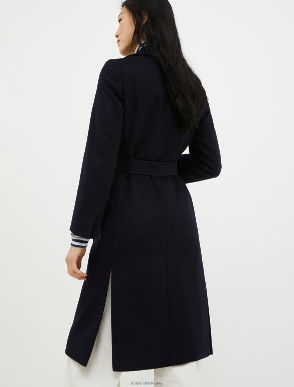 apģērbu 8VJP842 pusnakts zils bēguļojošs vilnas mētelis sievietes MAX&Co.