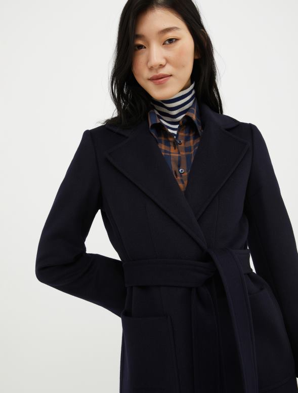 apģērbu 8VJP842 pusnakts zils bēguļojošs vilnas mētelis sievietes MAX&Co.