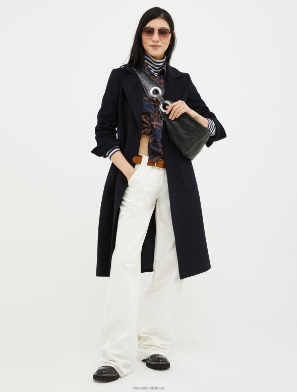 apģērbu 8VJP842 pusnakts zils bēguļojošs vilnas mētelis sievietes MAX&Co.