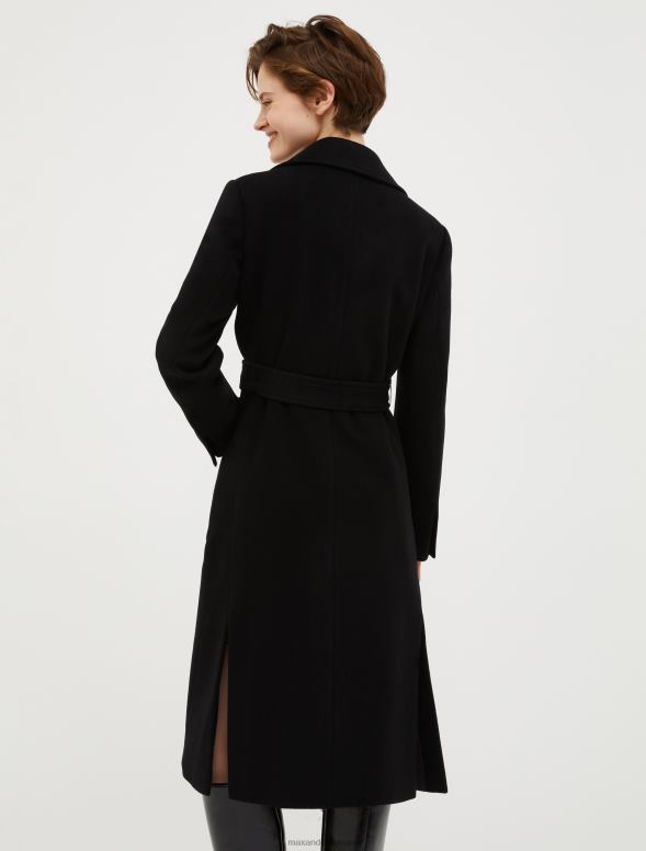 apģērbu 8VJP843 melns bēguļojošs vilnas mētelis sievietes MAX&Co.