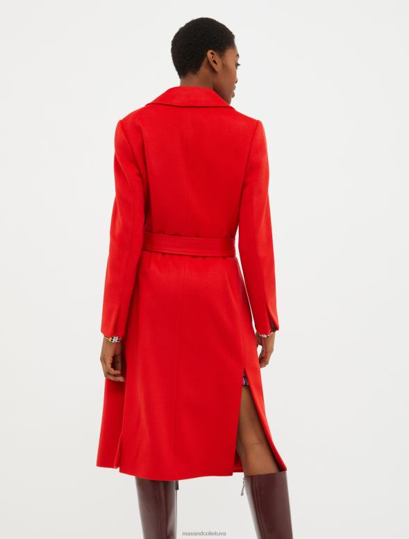 apģērbu 8VJP844 sarkans bēguļojošs vilnas mētelis sievietes MAX&Co.