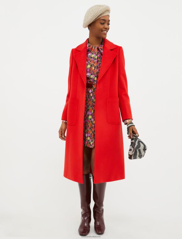 apģērbu 8VJP844 sarkans bēguļojošs vilnas mētelis sievietes MAX&Co.