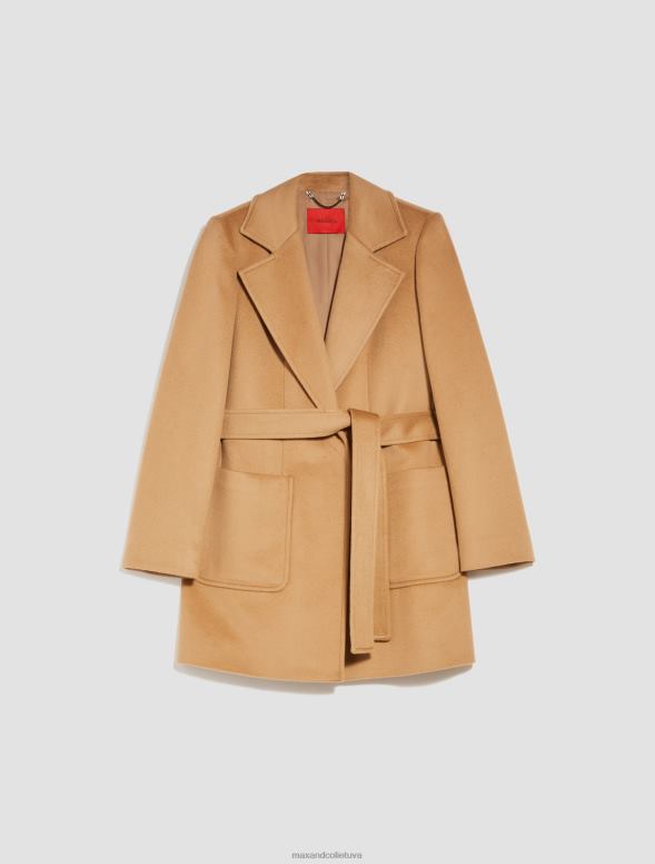 apģērbu 8VJP845 kamielis īss vilnas mētelis sievietes MAX&Co.