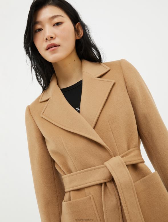 apģērbu 8VJP845 kamielis īss vilnas mētelis sievietes MAX&Co.