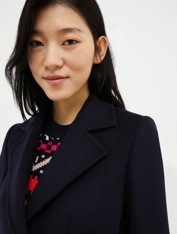 apģērbu 8VJP846 pusnakts zils īss vilnas mētelis sievietes MAX&Co.