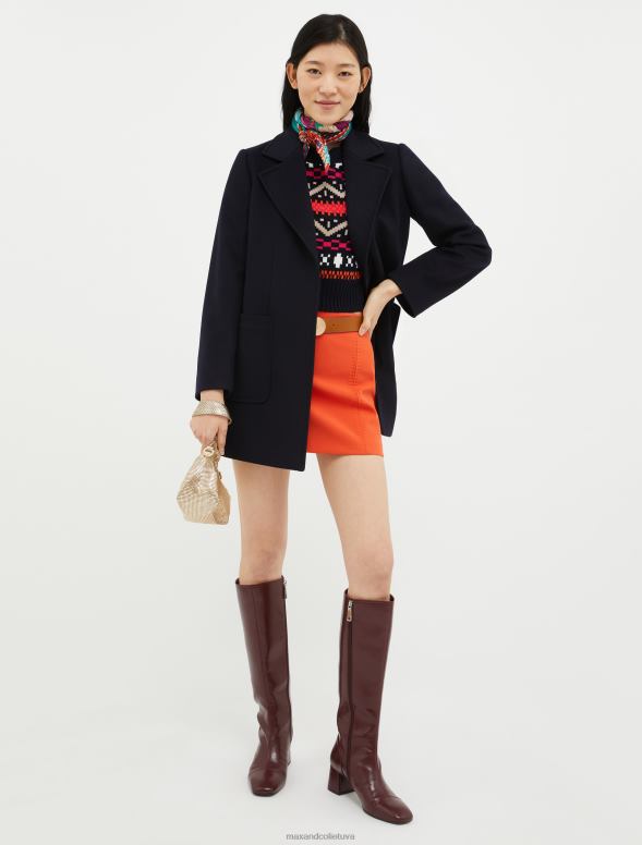 apģērbu 8VJP846 pusnakts zils īss vilnas mētelis sievietes MAX&Co.